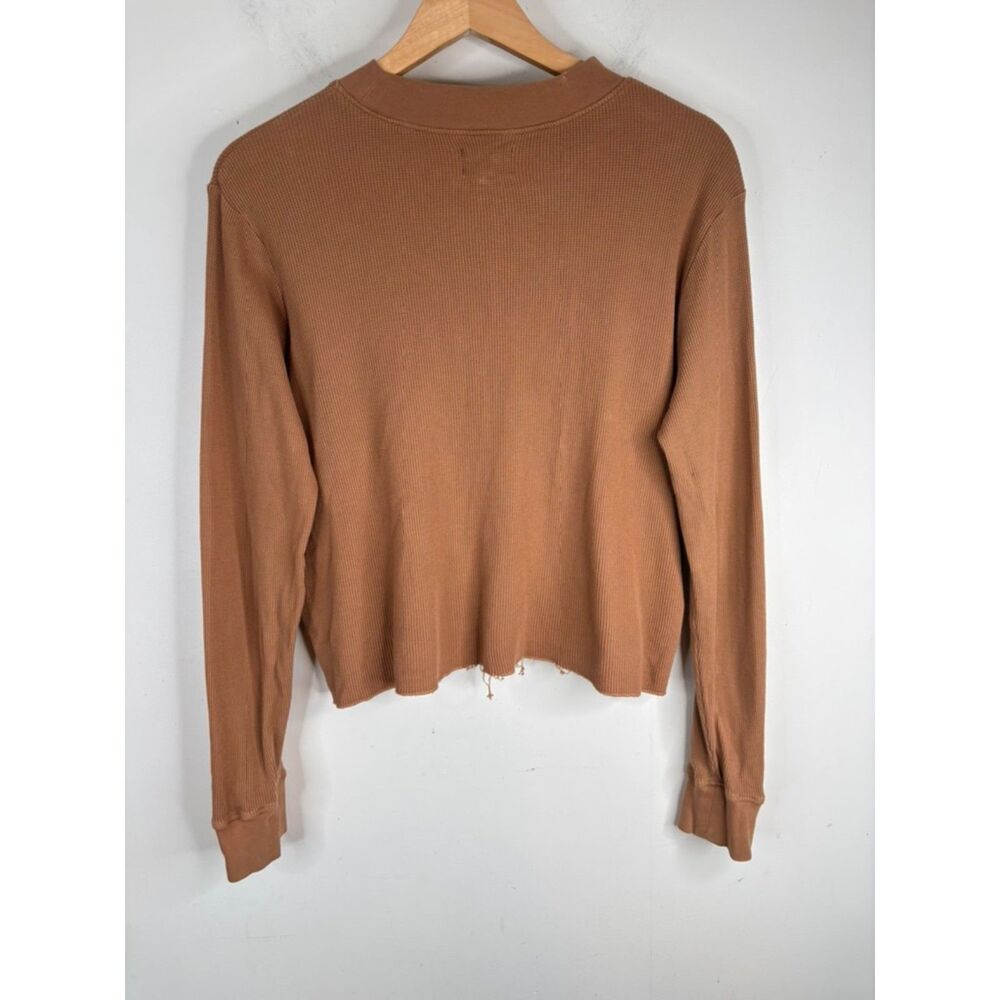 Mate Organic Cotton Waffle Top M Brown Lounge Minimalist Sustainable Made in USA - Picture 4 of 10